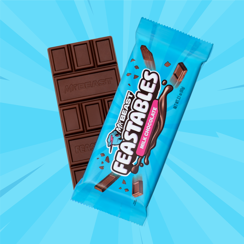 Feastables MrBeast Milk Chocolate Bar Sampler Variety Pack, 2.1 oz (60g), 4 Count