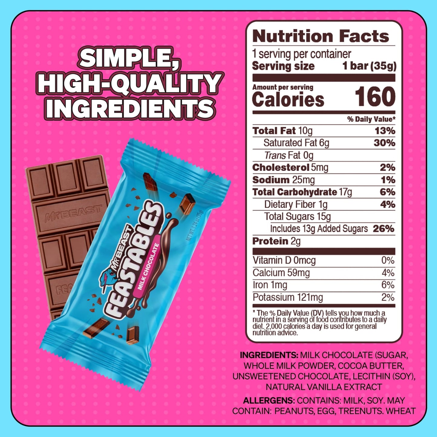 Feastables MrBeast Bar Milk Chocolate 35g