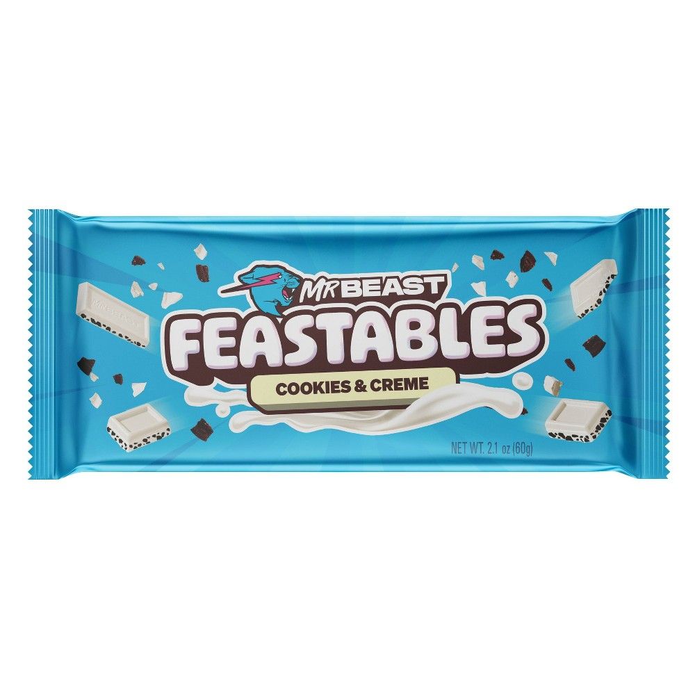 Feastables by MrBeast New! Cookies & Creme KING Size Chocolate Bar, 2.1oz (60g)