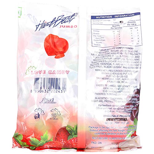 HartBeat Jumbo Love Candy, Mixed Fruit Flavoured 1 JUMBO PACK KG