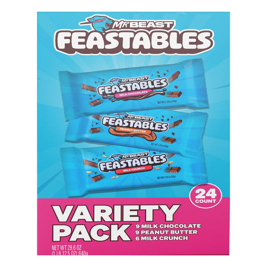 Feastables Mr.Beast Variety Pack Milk Chocolate Bars, 1.24 Ounce (Pack of 24)