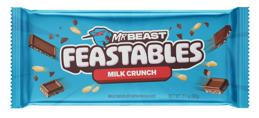 Feastables MrBeast Milk Chocolate Crunch Bars - Made with Grass-Fed Milk Chocolate and Organic Cocoa with 6 ingredients 60g