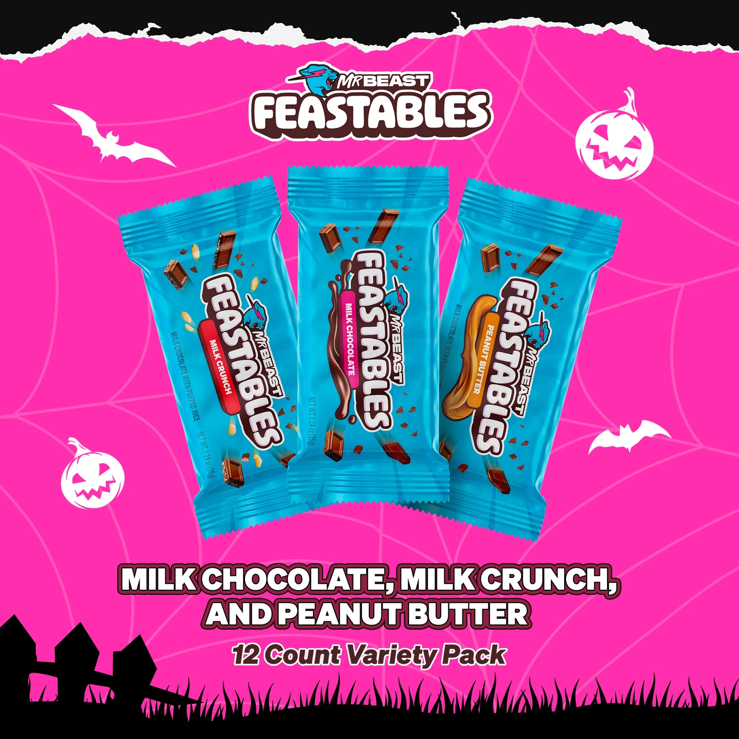 Feastables MrBeast Milk Chocolate Bars with Peanut Butter - Deez Nuts - Milk Chocolate Made with Grass-Fed Milk Chocolate and Organic Cocoa. Only 7 Ingredients - 35g - 3 pcs